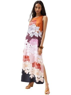 Anthropologie Maeve Sleeveless Floral Maxi Dress Size Small Side Slits Vacation